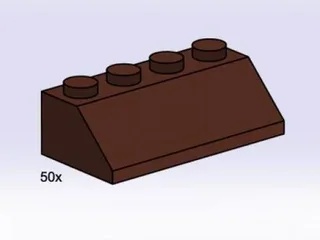 LEGO 3755-1 2 x 4 Roof Tile Brown — 50 pieces, Bulk Bricks theme