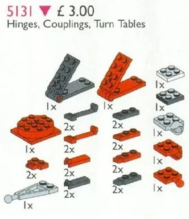 LEGO 5131-1 Hinges, Couplings, Turntables — 30 pieces, Service Packs theme