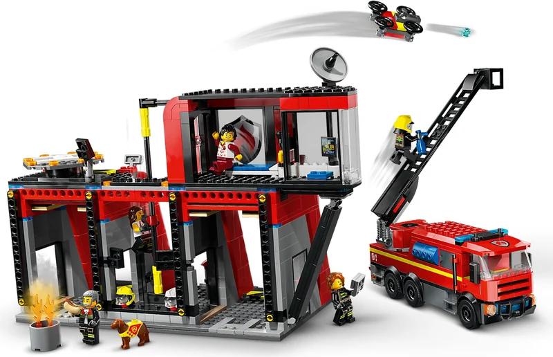 Fire Station with Fire Truck - View 3