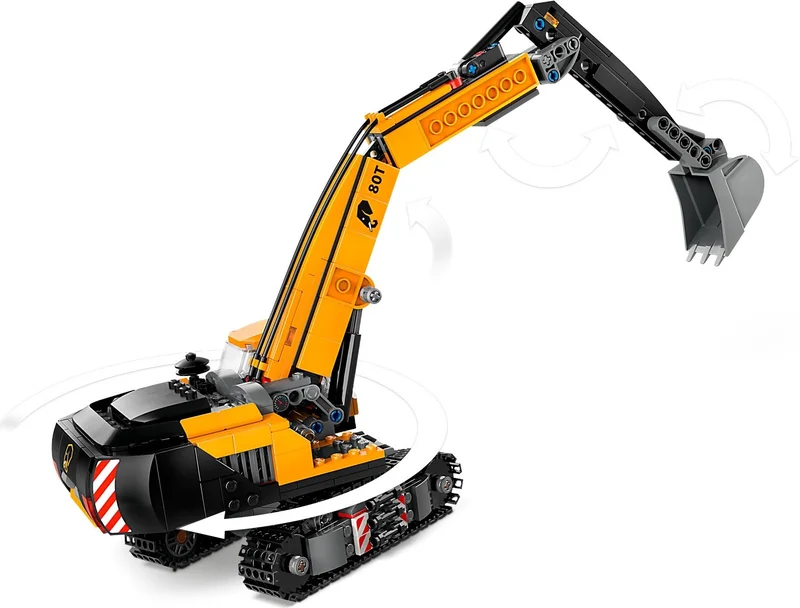 Yellow Construction Excavator - View 3