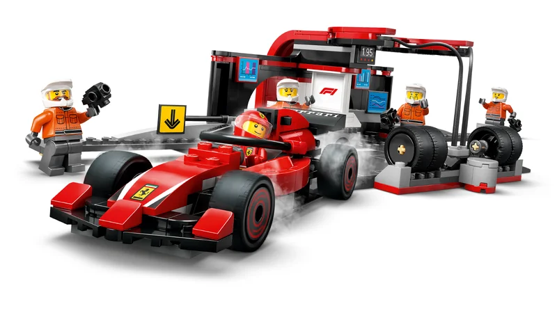 F1 Pit Stop & Pit Crew with Ferrari Car - View 3