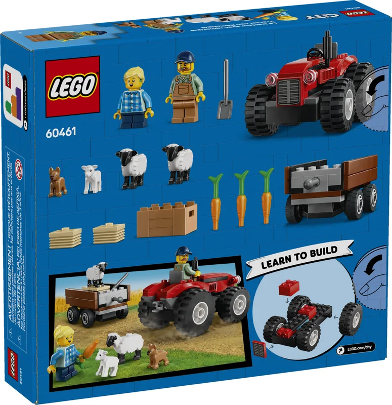 Red Farm Tractor with Trailer & Sheep - View 7