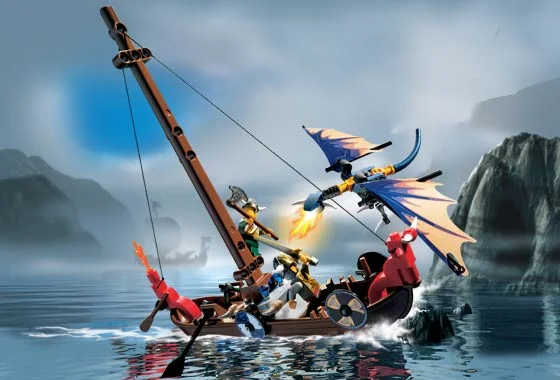 Viking Boat against the Wyvern Dragon - View 2