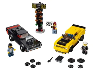 LEGO 75893-1 2018 Dodge Challenger SRT Demon and 1970 Dodge Charger R/T — 485 pieces, Speed Champions theme