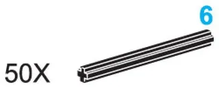 LEGO 970614-1 6-Stud Axles (Pack of 50) — 50 pieces, Service Packs theme