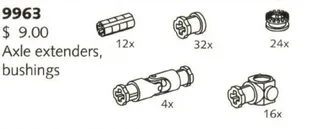 LEGO 9963-1 Axle Extenders and Bushings — 88 pieces, released 1995