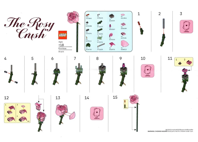 LEGO PINKROSE-1 The Rosy Crush — 56 pieces, Botanicals theme